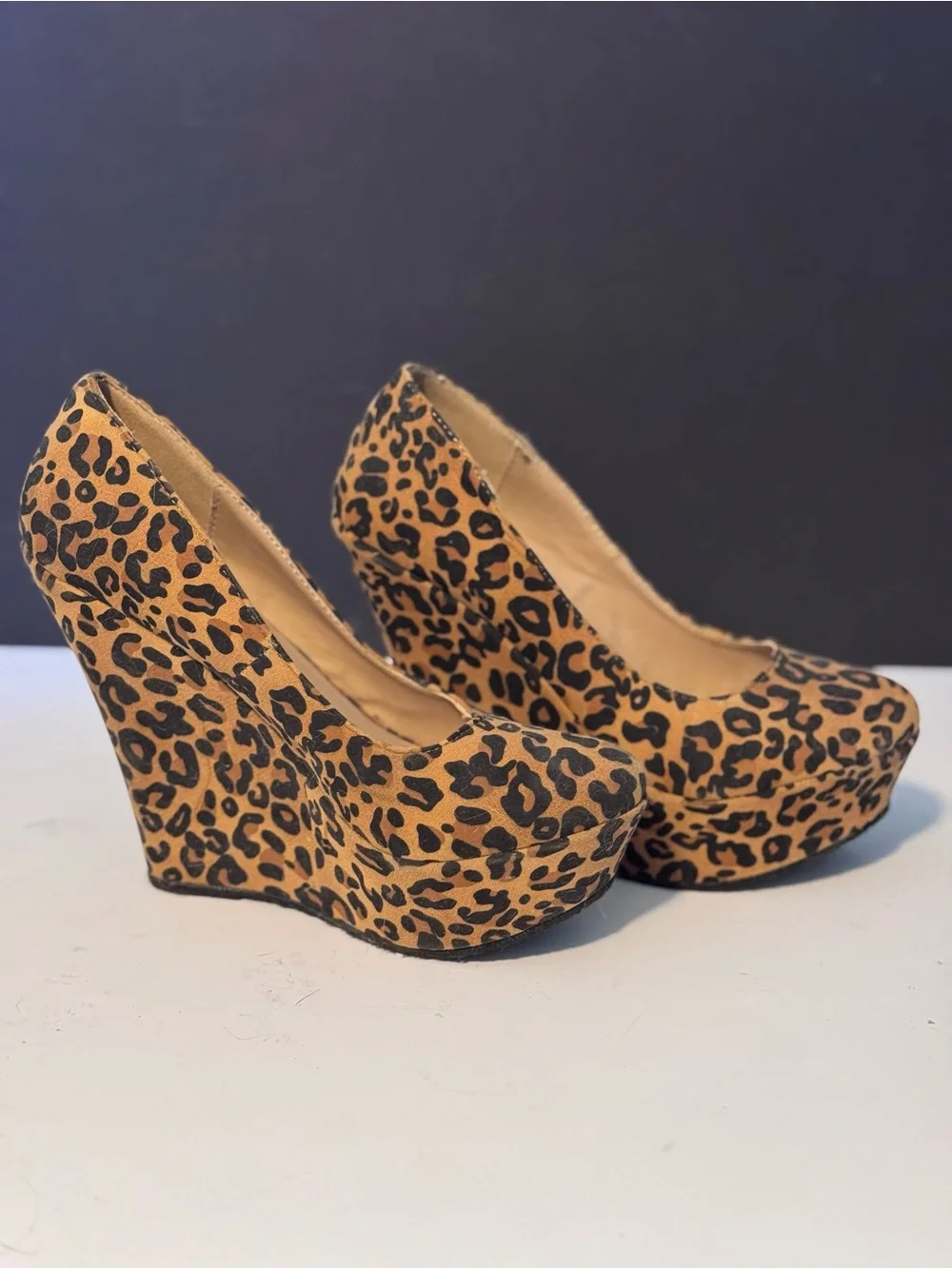 Leopard Print Platform Wedge Pumps